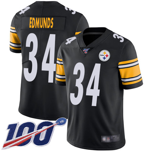 Men Pittsburgh Steelers Football #34 Limited Black Terrell Edmunds Home 100th Season Vapor Untouchable Nike NFL Jersey->pittsburgh steelers->NFL Jersey